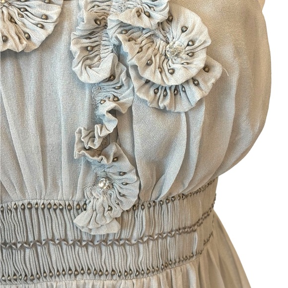 Hilton Hollis Gray Pleated Sheer Top Size 4 - Picture 3 of 8